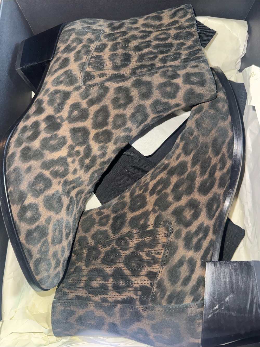rag & bone Leopard Print Suede Ankle Boots - Black & Brown
